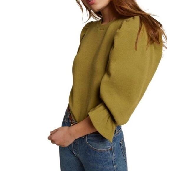 Nation LTD Frances Sweatshirt Renaissance Sleeve Olive Green Women's Size Medium - Picture 1 of 9